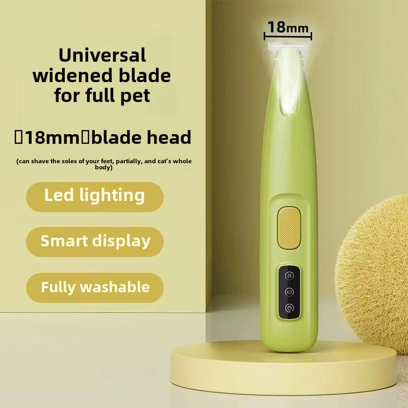 New Dog Paw Trimmer with LED Light Fully Waterproof Pet Hair Trimmer with LED Display Dog Clippers for Grooming 18Mm Widen Blade